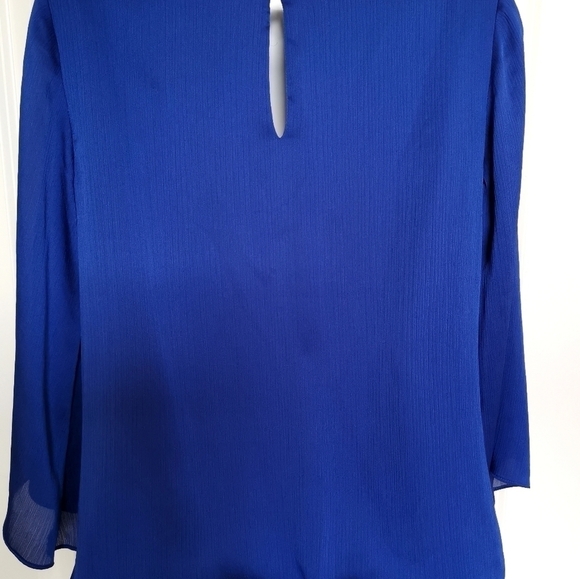 Royal Blue Beaded and Crystals Party Blouse Top Size Small - Picture 4 of 7